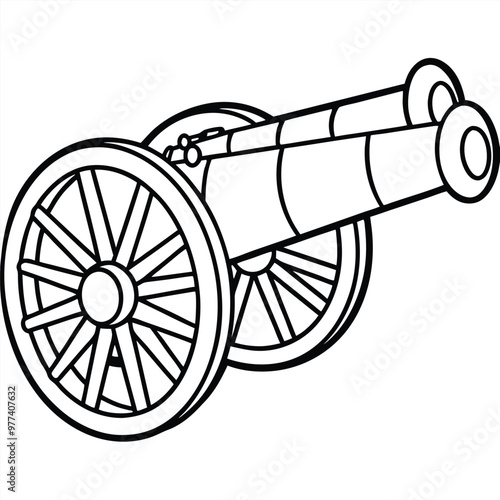 Ancient Cannon Ball vector line art style