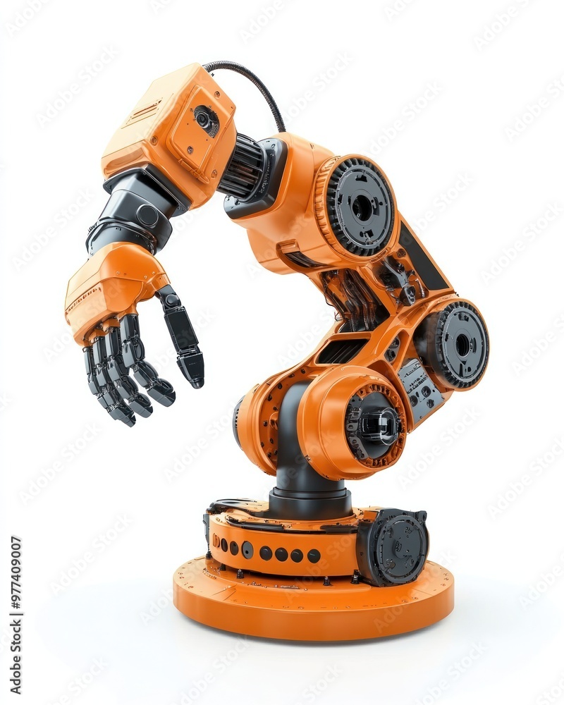 Programming robots for industrial automation, isolated on white background, focusing on collaborative robots and AI integration Programming robots for industrial automation, isolated on white background, focusing on collaborative robots and AI integration