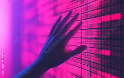 Wallpaper Mural A hand touches a colorful digital interface, representing technology and innovation in a modern world. Torontodigital.ca