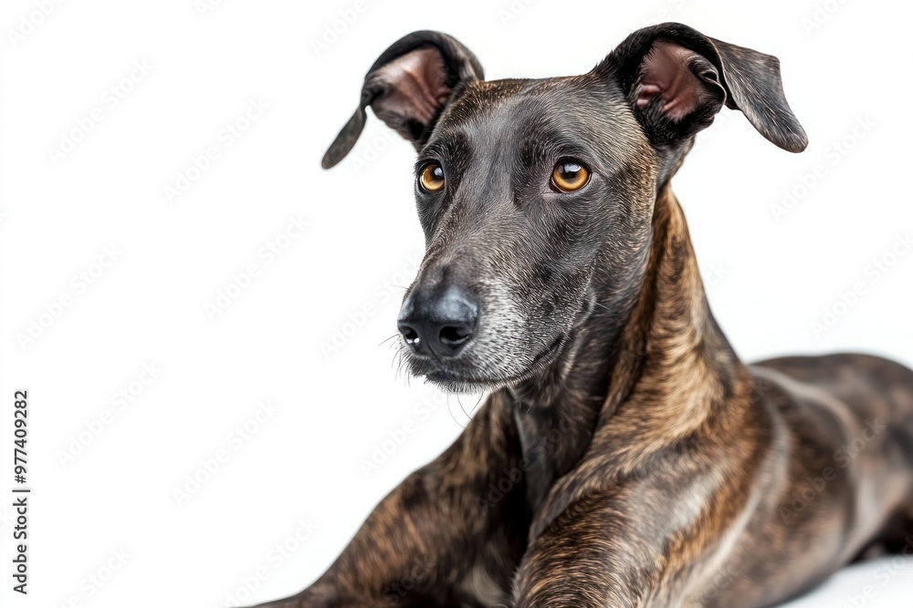 Rare breed dog portrait, regal pose, white background, isolate Rare breed dog portrait, regal pose, white background, isolate