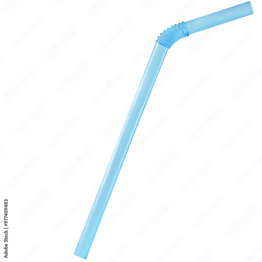 Blue Plastic Bendy Straw Isolated on Transparent Background. Blue Plastic Bendy Straw Isolated on Transparent Background.
