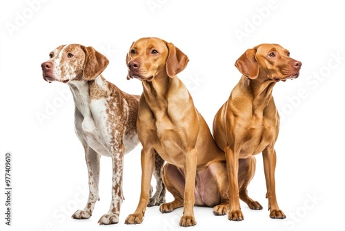 Rare dog breeds, standing and posing, white background, isolate