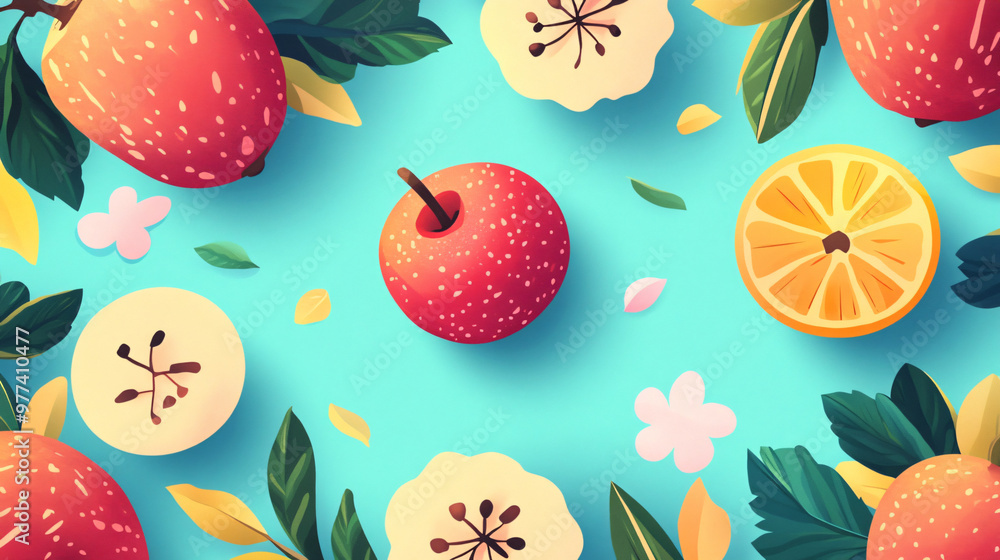 A flat illustration of a fruit in Traditional Rosh Hashanah concept A flat illustration of a fruit in Traditional Rosh Hashanah concept