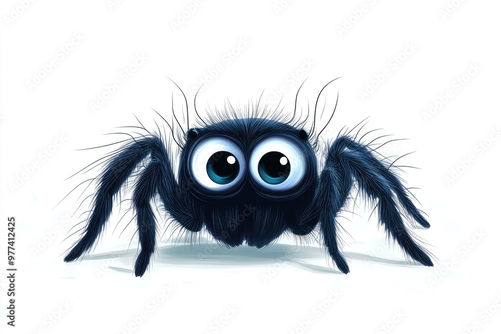Cute cartoon tarantula spider smiling and posing on white background Cute cartoon tarantula spider smiling and posing on white background