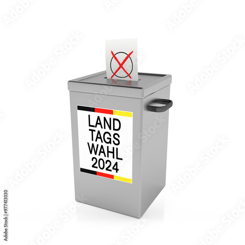 Landtagswahl 2024 - Wahlurne mit Stimmzettel photo