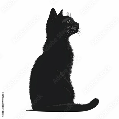 A graceful black cat silhouette, showcasing elegance and mystery. Perfect for art, design, and pet-themed projects. photo