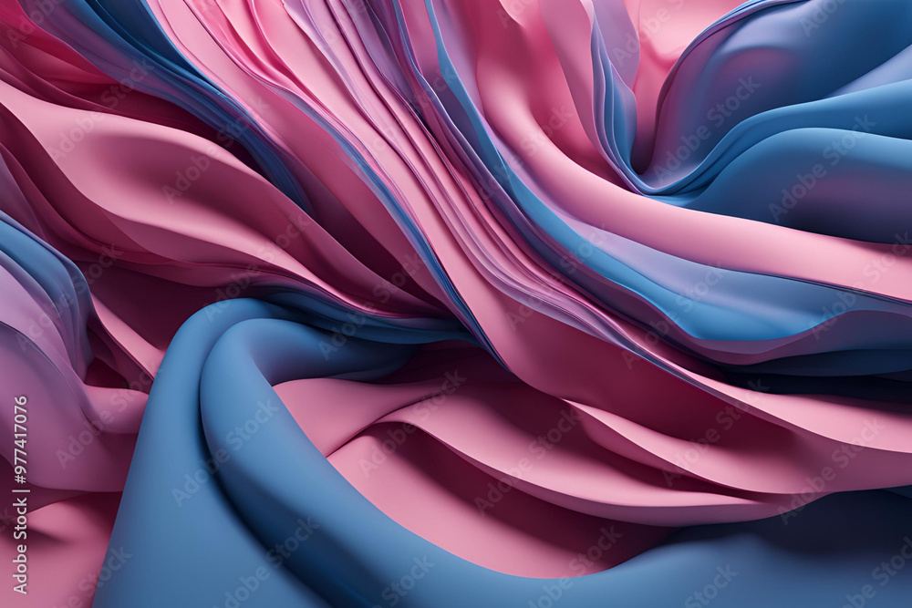 Fototapeta premium An artistic rendering featuring a 3d depiction of layered cloth in abstract form, with a striking interplay of red and blue hues creating a visual depth and sense of movement