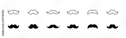 Man mustache icon set. Line and glyph men moustache vector. Mustache beard icon