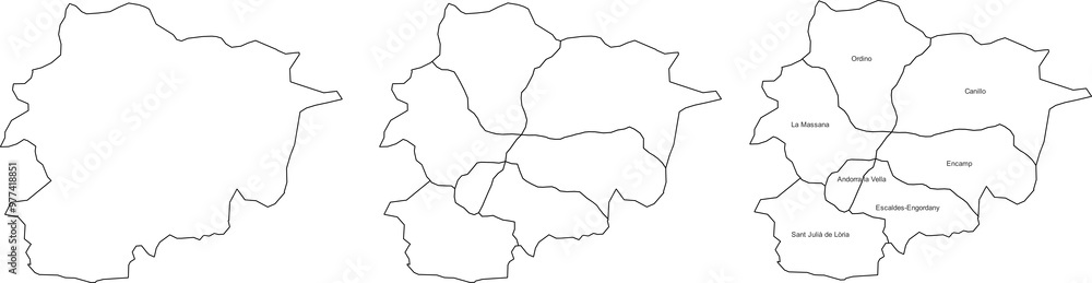 ANDORRA MAP with its administrative divisions and regions ANDORRA MAP with its administrative divisions and regions