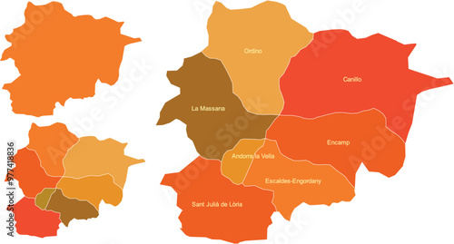 ANDORRA MAP with its administrative divisions and regions