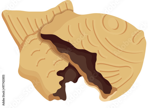 Taiyaki Filled with Red Beans Illustration Isolated on White Background
