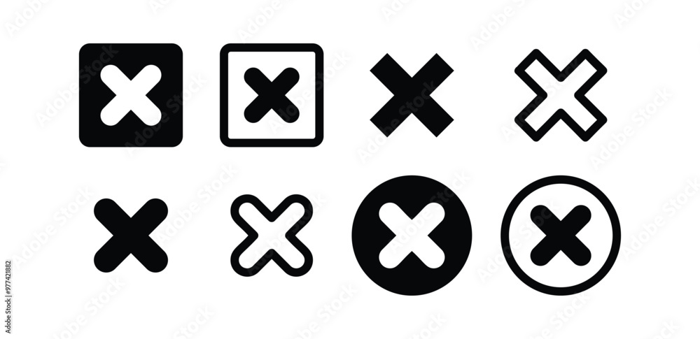 Obraz premium set of multiplication symbol sign icon vector design black white color illustration isolated