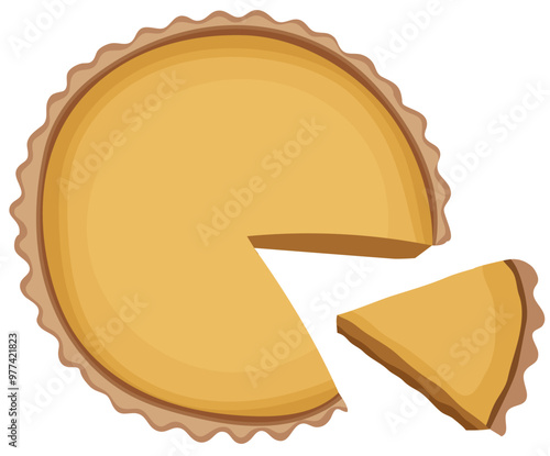 Original Cheesecake with sliced Illustration Isolated on White Background
