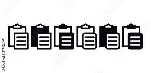 paste file document icon symbol sign vector design black white color simple flat illustration isolated