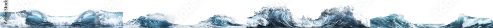 Isolated surface waves in ocean water on transparent background Isolated surface waves in ocean water on transparent background