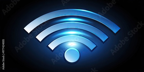 A sleek, modern illustration of a Wi-Fi signal icon radiating from a central hub, symbolizing fast, reliable, and widespread high-speed internet connectivity. photo