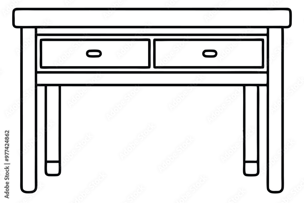 table with drawer line art vector illustration table with drawer line art vector illustration