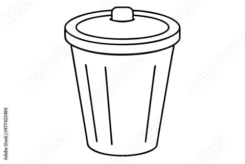 Trash can line art vector illustration