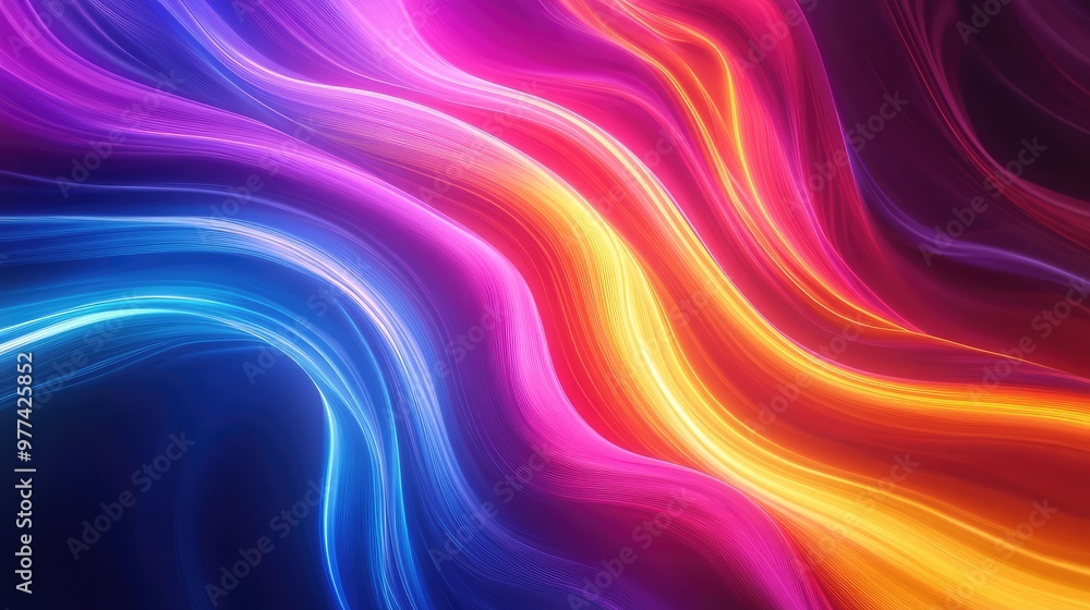 Obraz premium Gradual transition of bright neon colors flowing seamlessly into one another.