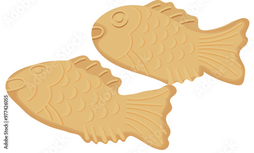 Taiyaki Japanese Sweet Pancake Illustration Isolated on White Background