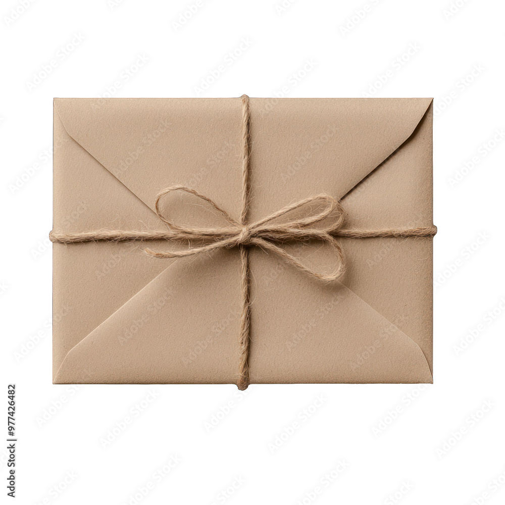 A beautiful brown envelope tied with twine, perfect for invitations, letters, or special occasions. transparent background A beautiful brown envelope tied with twine, perfect for invitations, letters, or special occasions. transparent background