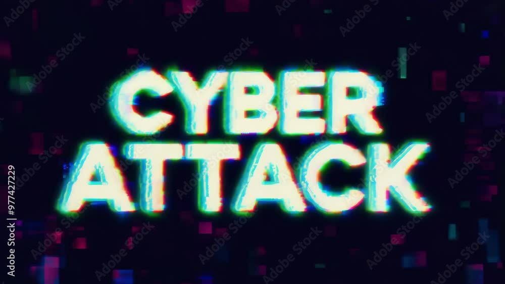 Cyber Attack Glitch Effect On Black Background Cyber Attack Glitch Effect On Black Background