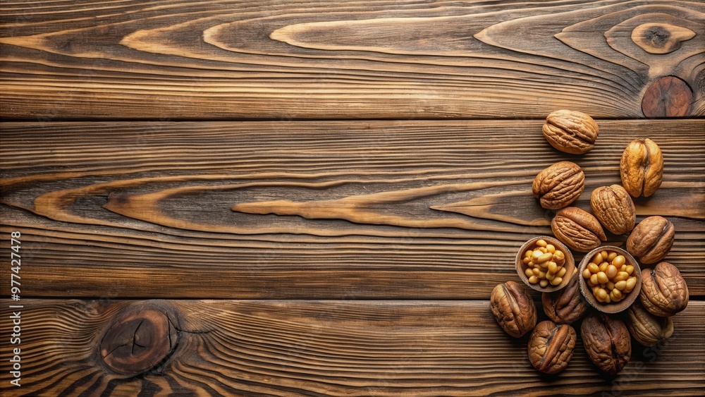 Close up detailed background of walnut wood texture with super long walnut planks, perfect for design projects Close up detailed background of walnut wood texture with super long walnut planks, perfect for design projects