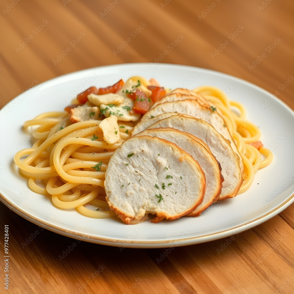 Unas deliciosas rebanadas de pavo con mucha pasta Unas deliciosas rebanadas de pavo con mucha pasta