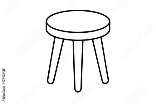 Mini Stool line art vector illustration