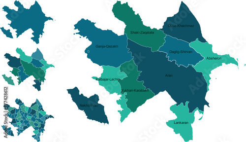 AZERBAIJAN MAP with its administrative divisions and regions