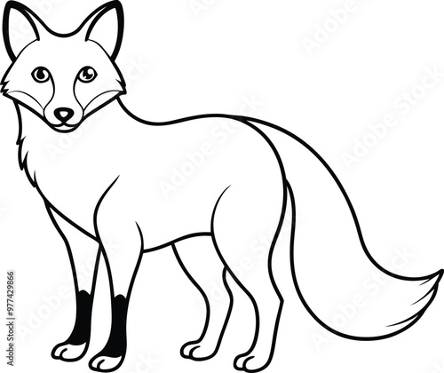 Fox logo icon line art vector illustration in a sleek and abstract form brings together nature and design for a polished and professional look photo