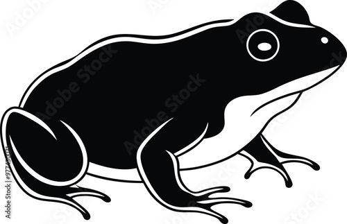 Vibrant frog logo icon line art vector illustration with a focus on frog character and cute animal logo for branding photo