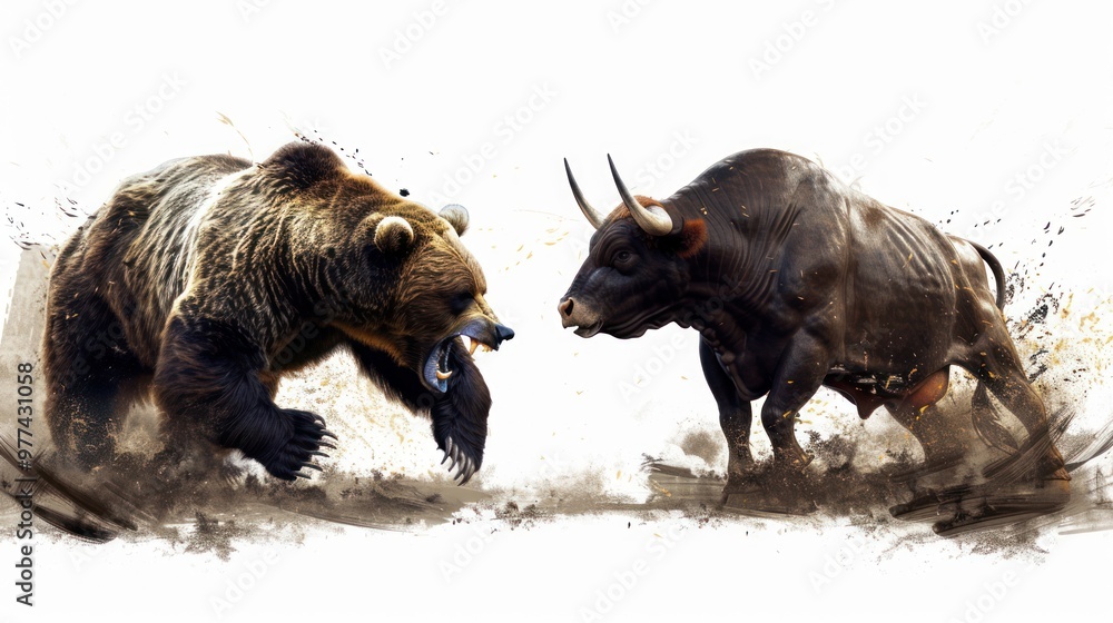 Fototapeta premium Bull and Bear Stock Market Concept