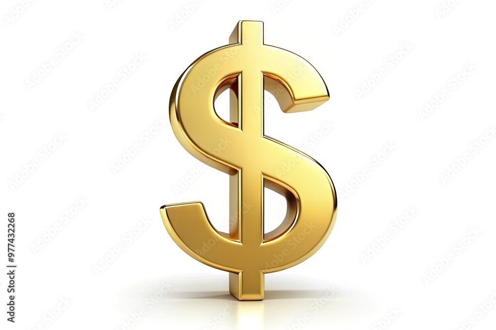 A transparent, isolated, golden dollar sign symbol on a clean white background, with subtle gradient shading and a slight 3D effect for high-impact visuals. A transparent, isolated, golden dollar sign symbol on a clean white background, with subtle gradient shading and a slight 3D effect for high-impact visuals.