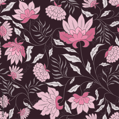 Pastel pink chintz floral allover pattern