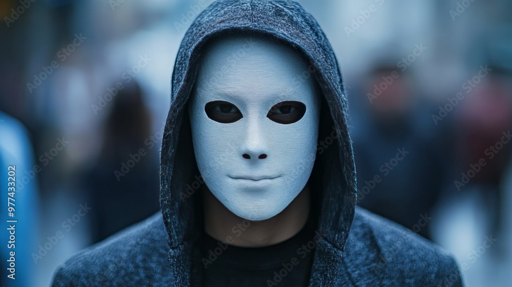 A man wearing a white mask A man wearing a white mask