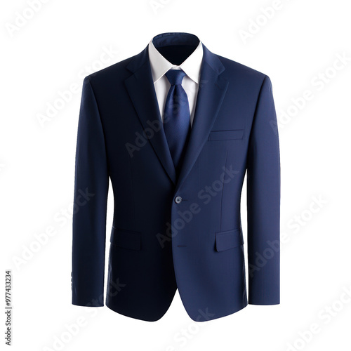 A elegant navy suit showcasing a formal look, perfect for business meetings or special occasions. transparent background