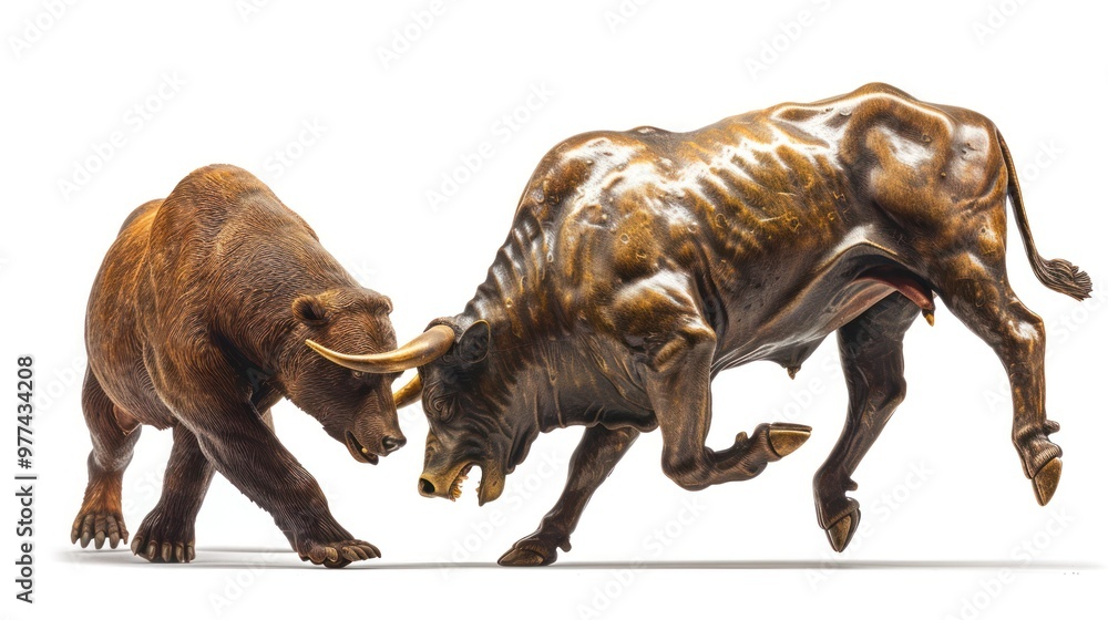 Fototapeta premium Bronze Bull and Bear Sculpture