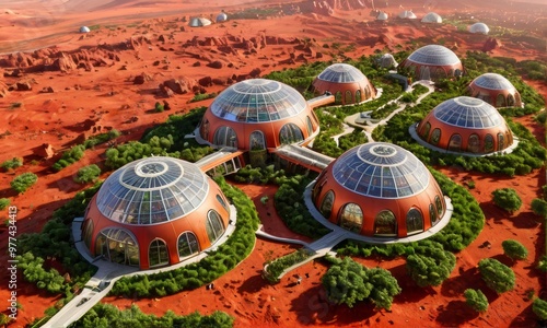 Mars Colony Dome Settlement