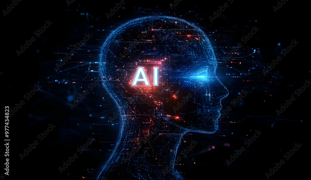 A futuristic representation of artificial intelligence, showcasing a digital brain illuminated with AI-related graphics. A futuristic representation of artificial intelligence, showcasing a digital brain illuminated with AI-related graphics.