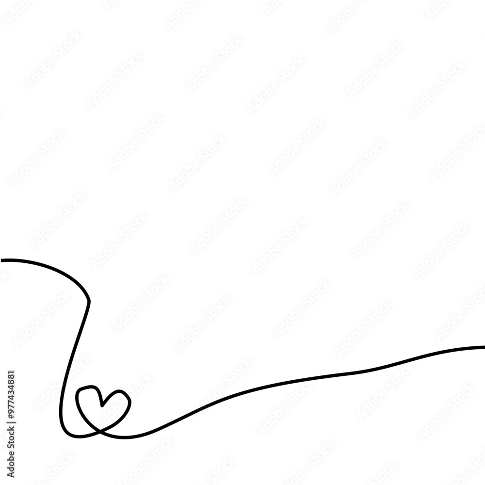 Vector illustration continuous one line art drawing of outline heart design Vector illustration continuous one line art drawing of outline heart design