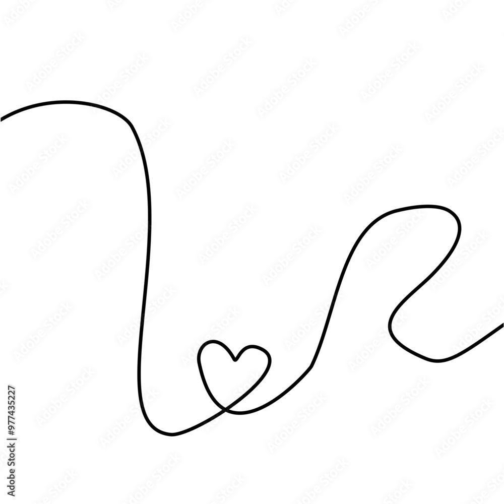 Vector illustration continuous one line art drawing of outline heart design Vector illustration continuous one line art drawing of outline heart design