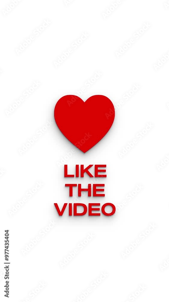 Vertical video animation of an animated heart button with the message like the video on a white background. - Suitable for video blog. Vertical video animation of an animated heart button with the message like the video on a white background. - Suitable for video blog.