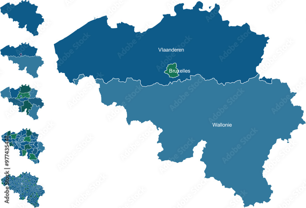 Fototapeta premium BELGIUM MAP with its administrative divisions and regions