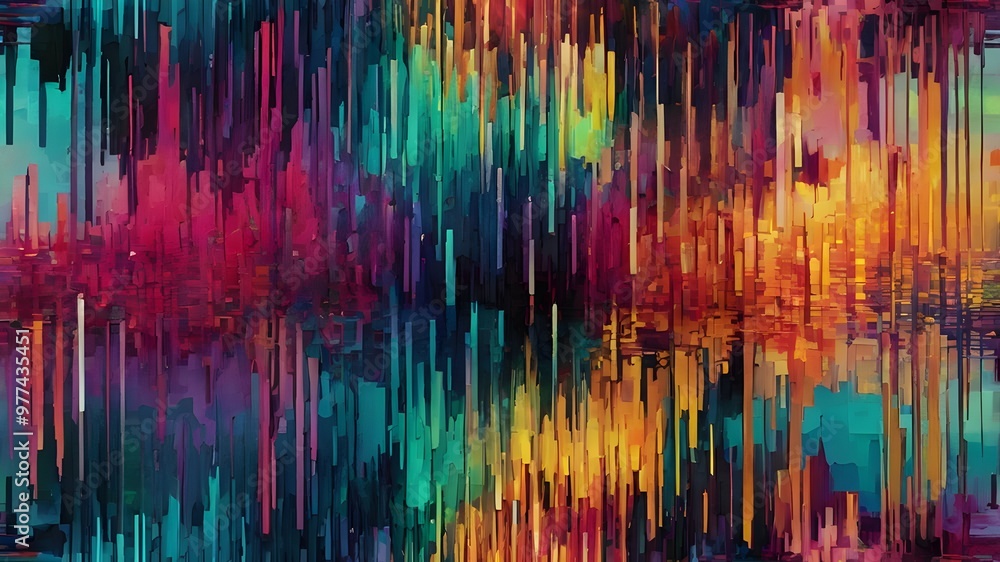 The abstract formation, with its jagged edges and multitude of colors, captivates the eye and draws the viewer in. The abstract formation, with its jagged edges and multitude of colors, captivates the eye and draws the viewer in.