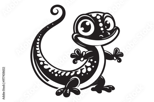 Lizard Outline Icon in Black Vector Art