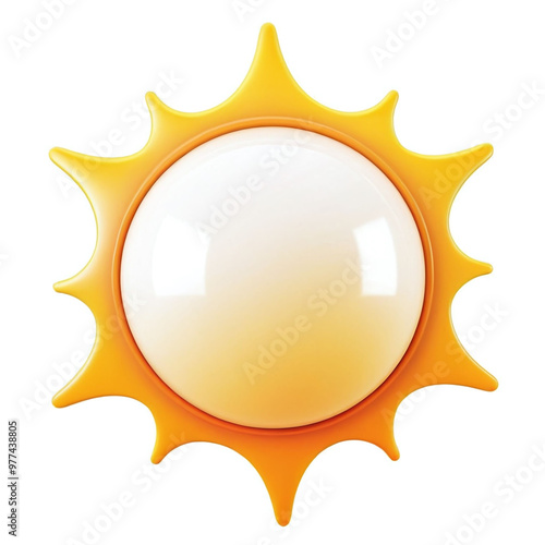 semi realistic 3D sun logo or icon, for app icon sign meteorology, isolated in clean background.