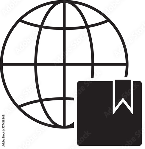 illustration of worldwide package delivery icon