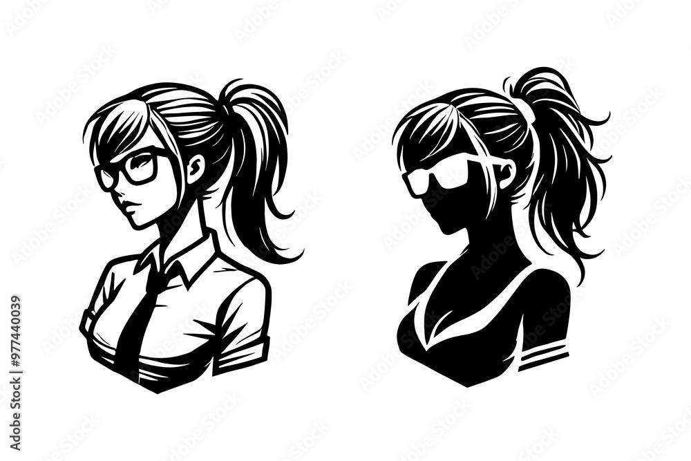 set of girls illustration graphic design black and white vector clip art silhouette set of girls illustration graphic design black and white vector clip art silhouette