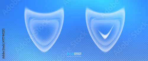 Shield protection light effect in futuristic style. Barrier isolated vector illustration - conservation and safety concept